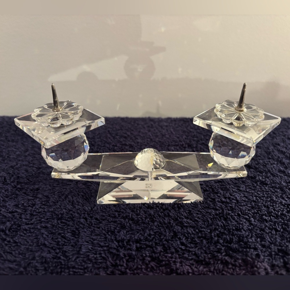 Vintage Swarovski crystal candleholder for 2 candles - Mint!